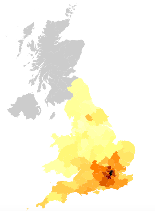 House price medians for 2014 on a choropleth map