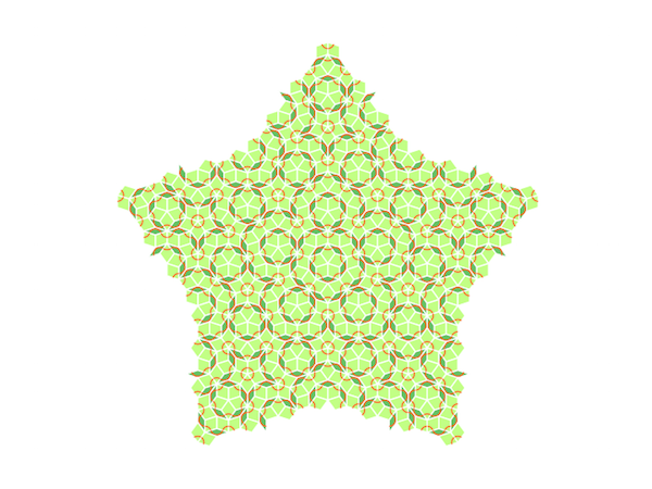 A P3 Penrose tiling in the shape of a five-pointed star