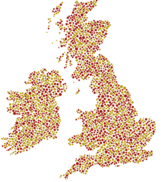 The UK filled with circles
